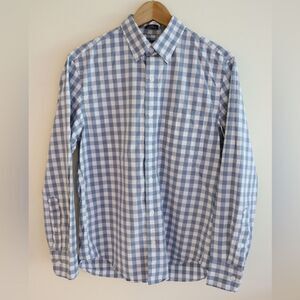 J. Crew Slim Untucked Shirt Flex Washed Gingham Button Up Baby Blue/White Size S